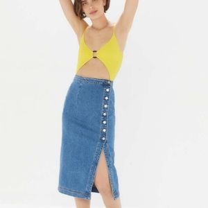 BDG Ryane Denim Side Button Midi Skirt xs